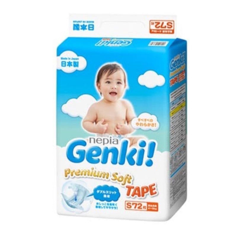Nepia Genki Premium Soft Tape S72/Popok Perekat Bayi/Diaper Bayi