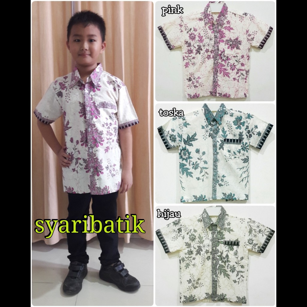 SYARIBATIK HEM/KEMEJA ATASAN BATIK ANAK COWOK  MELATI CREAM