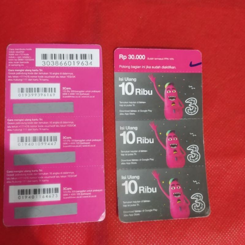 Voucher Tri 10K Beli Vocer 3 pcs Lebih Murah
