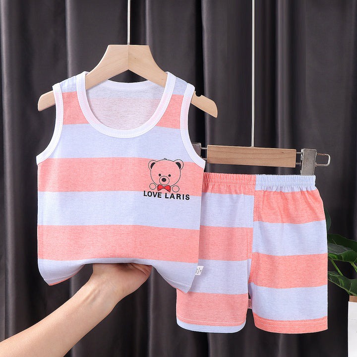 Setelan Baju Bayi Kaos Tanpa Lengan Anak Bahan Adem Usia 0-1 Tahun / Setelan Baju Bayi Newborn / Baju Bayi Import