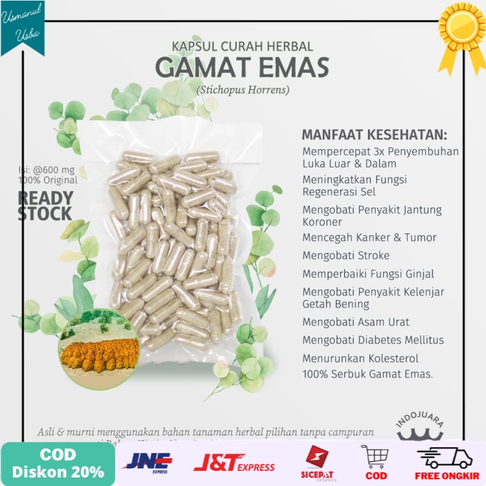 

◾COD◾ GAMAT EMAS 100 Kapsul Penyembuhan Luka Kista Lupus Anti Aging Libido