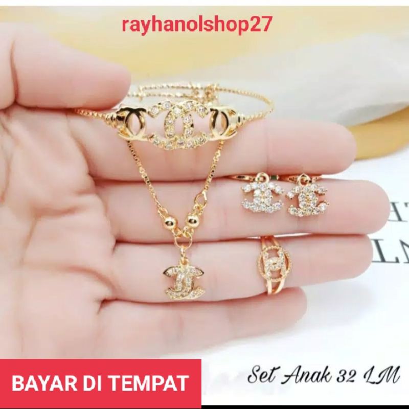 Set anak anak Titanium lapis emas gold tidak mudah pudar anti karat