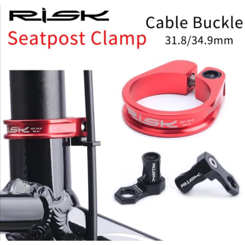 Risk Seatpost Seatclamp Clamp Size 31.8 mm + Guide Cable Dropper Klem Tiang Sadel Sepeda Merah