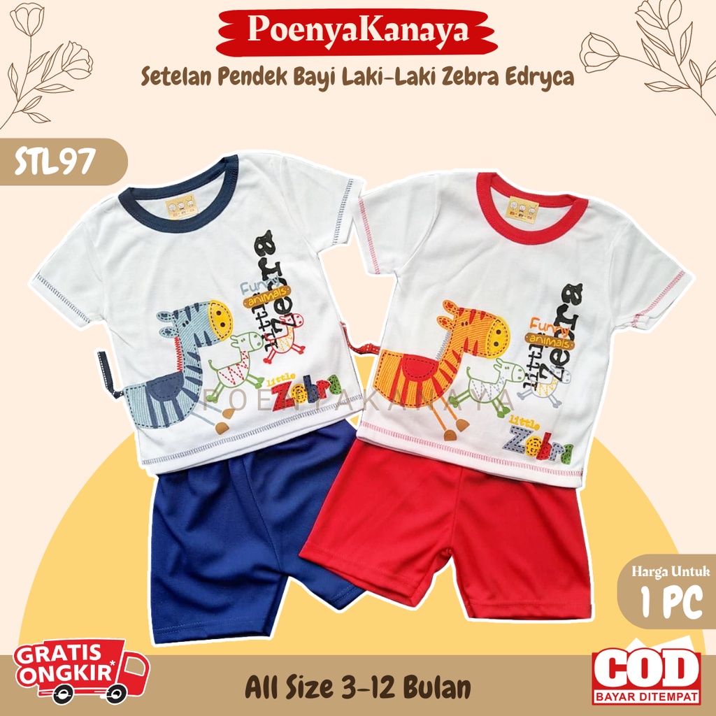 Setelan Baju Bayi Pendek Laki Laki ZEBRA EDRYCA 3-12 Bulan STL97