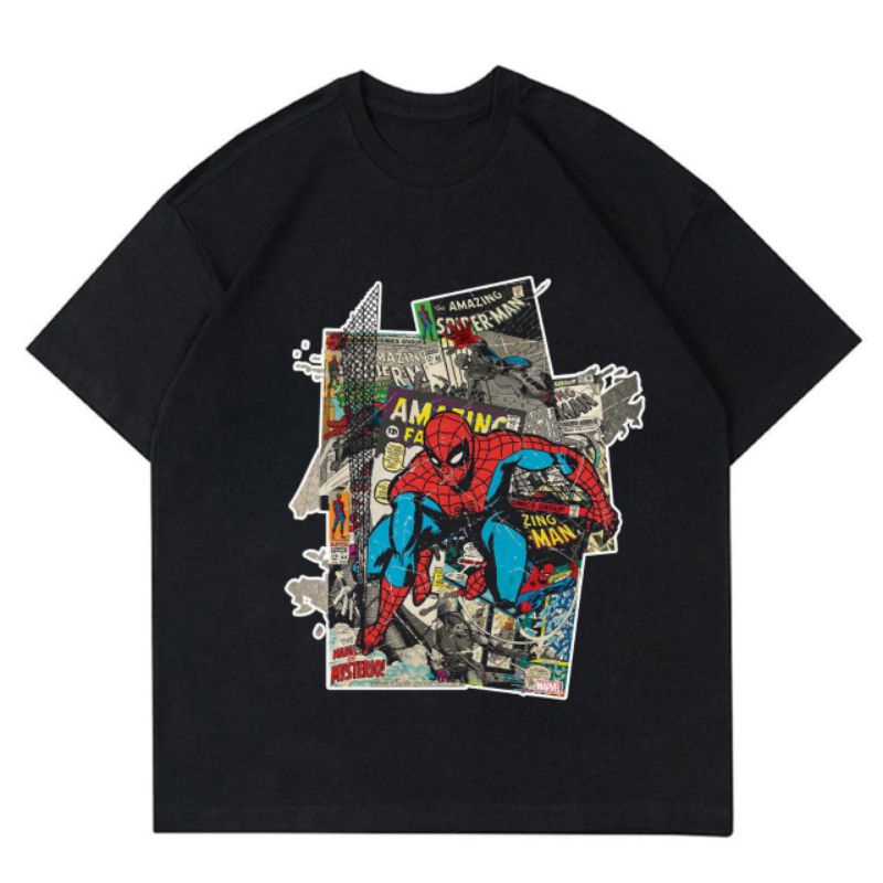 Kaos The Amazing Spiderman Tee Karakter Marvel Comics Merch Baju Vintage Oversize Oversized T-Shirt 