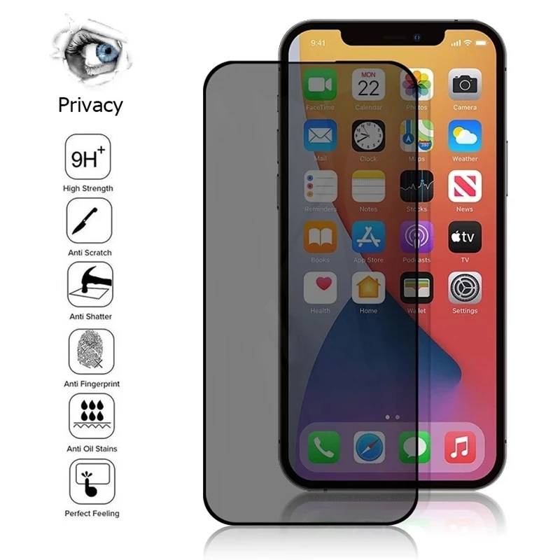 Pelindung Layar Tempered Glass Mini Anti Spy / Gores Untuk Iphone 12 13 Pro Max