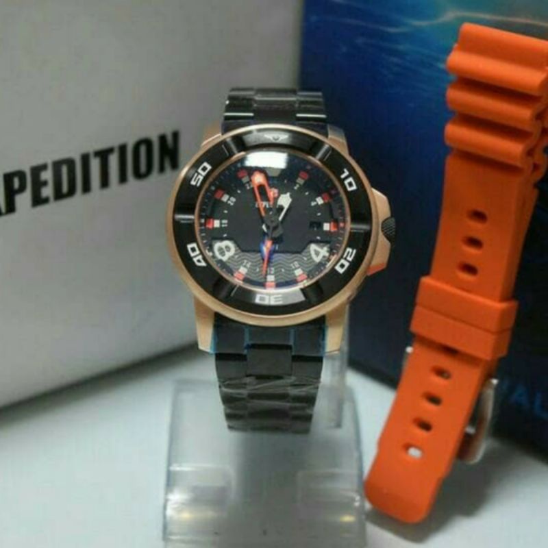 TERMURAH Jam Tangan Pria Expedition E 6711 E6711 6711M 6711MC M DIVER WATCH Black Rosegold Steel Fre