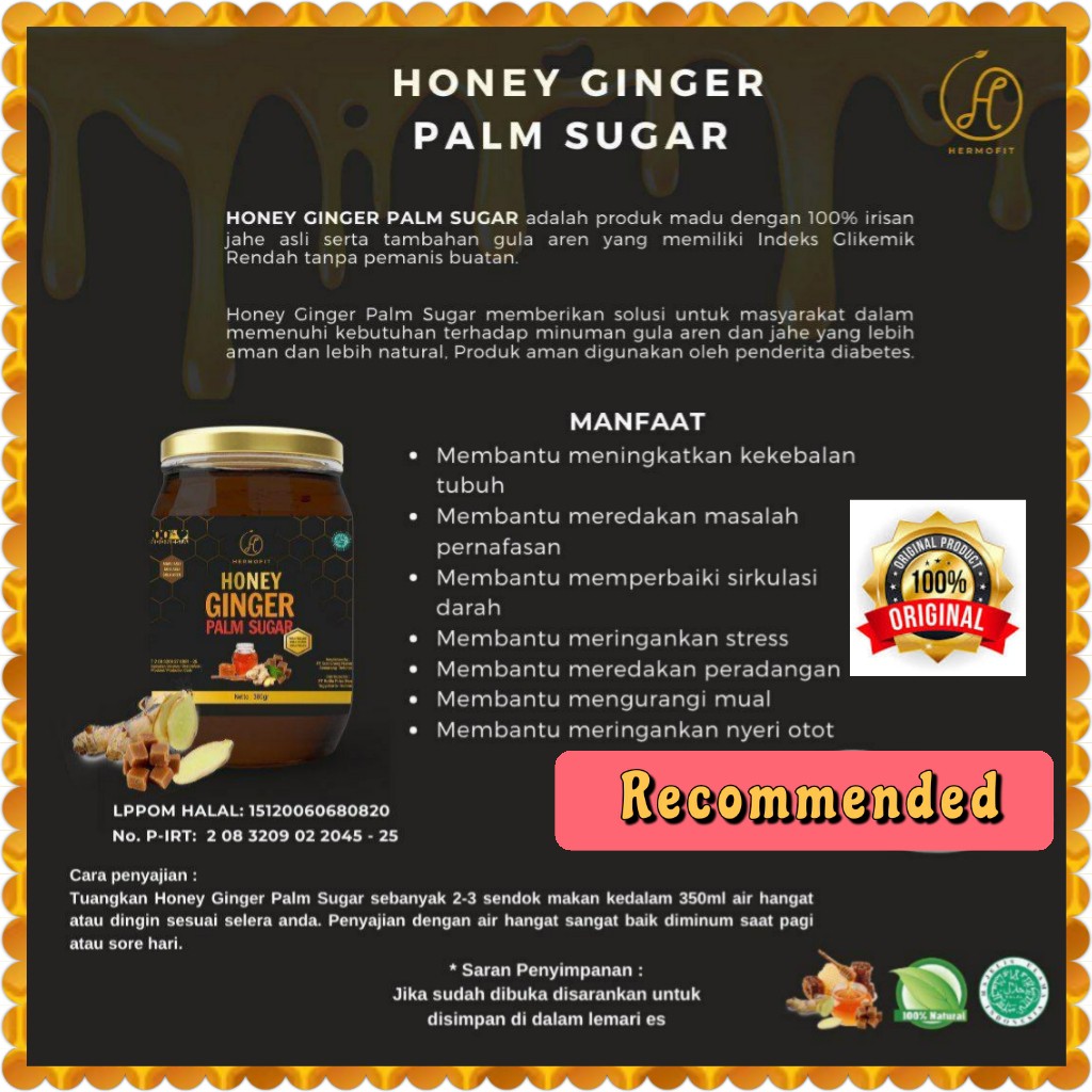 

Madu Jahe Gula Aren Honey Ginger Palm Sugar Hermofit Madu Asli 380 gram