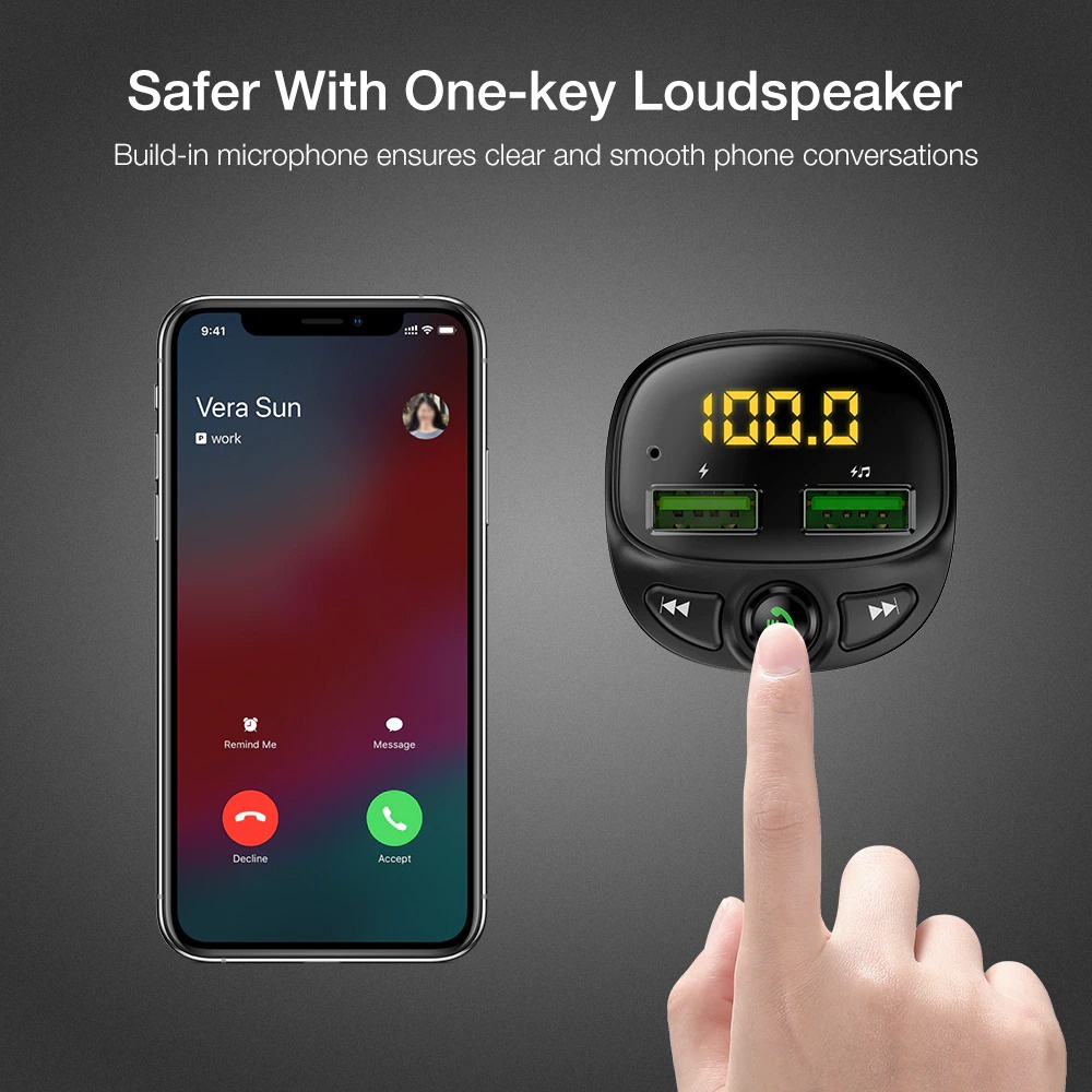 2 in 1 Smart Car Bluetooth Audio Transmitter + USB Charging