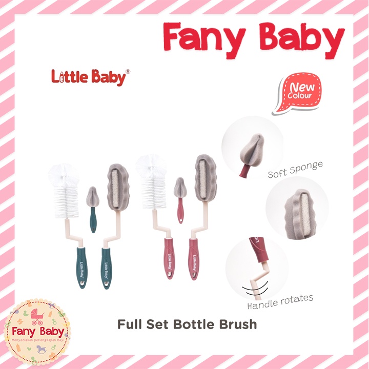 LITTLE BABY FULL SET BOTTLE BRUSHES 3 IN 1 / SIKAT BOTOL [ DUSTY PINK ]