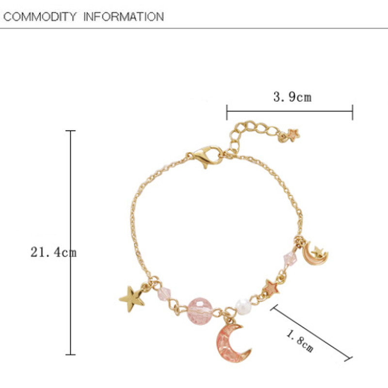 Sweet Star Moon Beads Bracelets For Women Girls Fashion Pink Blue Simple Bracelets Jewelry All Match