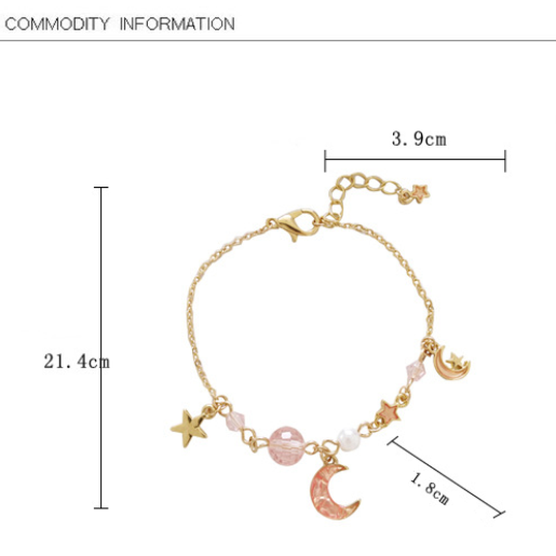 Fashion Pearl Acrylic Bracelet Star Moon Pendant Women Girl Bracelet Charms Jewerly Gifts