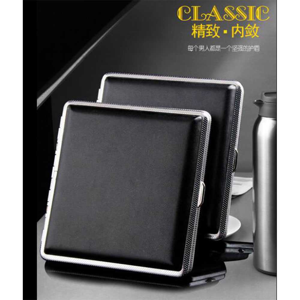 WITUSE Kotak Bungkus Rokok Elegan Leather Case 12 Slot - EG5798-Hitam