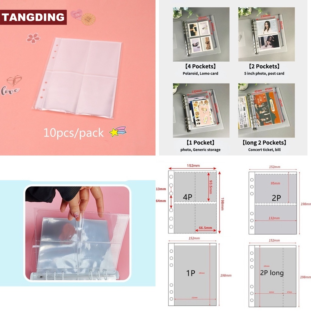 【COD Tangding】6 Hole High Transparent 4 Case Card Page A5 Loose Leaf Benti Core Bag Card Book Card Book Inside Bag