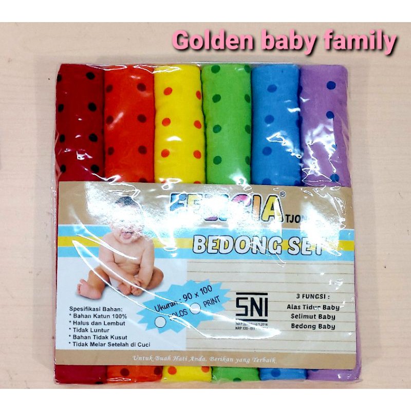 6in1 Bedong Felicia Warna Tua/Muda Polkadot Size 90x100