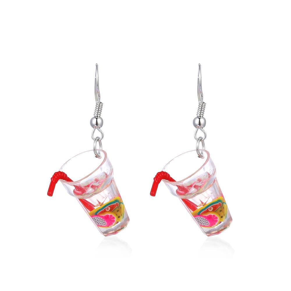 Lily Bubble Tea Earrings Kreatif Fashion Korea Drop Menjuntai Kait