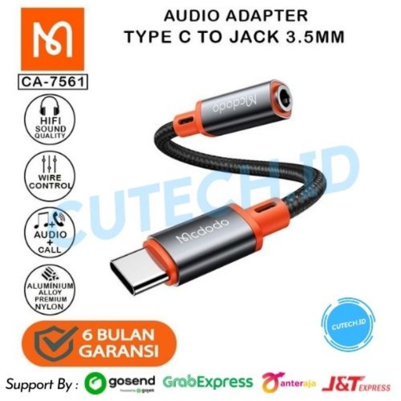 MCDODO CONVERTER AUDIO TYPE C TO JACK AUDIO 3.5MM / ADAPTER AUDIO / CA-7561