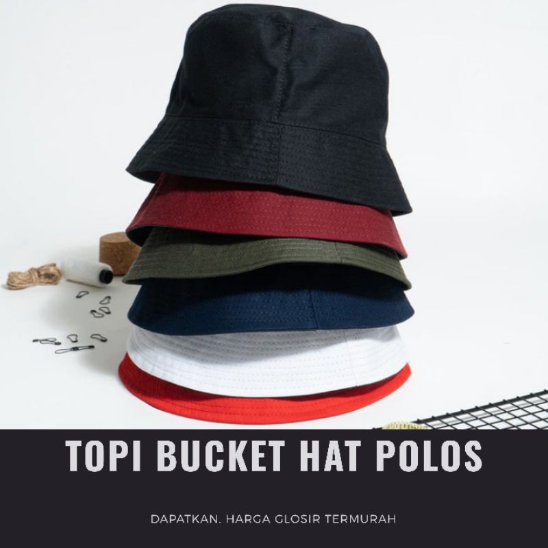 Termurah Topi Bucket Hits kekinian Cewe &amp; Cowo SABLON dan POLOS