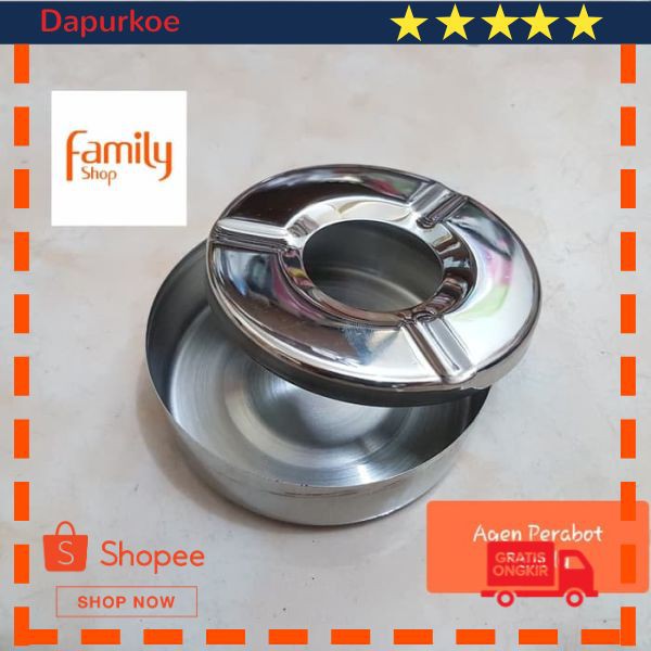 Grosir WADAH / TEMPAT ASBAK ASHTRAY ROKOK STAINLESS STEEL Keren
