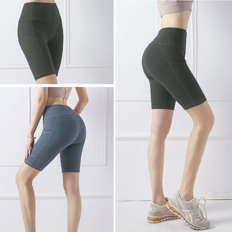 KINDSTORE❤ |  Moonglade Celana Pendek Untuk Yoga Legging Olahraga Wanita Saku Samping