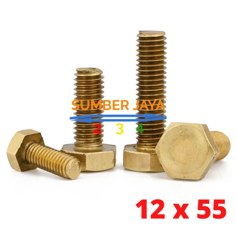 BAUT MUR 12 X 55 KUNING BMK PER 10 PCS