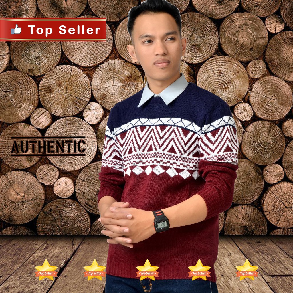 PRB [COD] Sweater Cowok RAJUT Musim Panas Musim Gugur O-Neck dingin remaja versi Big Size Jumbo