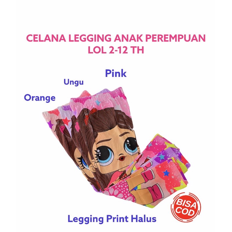 Celana Leging Anak Celana Panjang Legging Karakter LOL Anak Perempuan 2 3 4 5 6 7 8 Tahun Katun