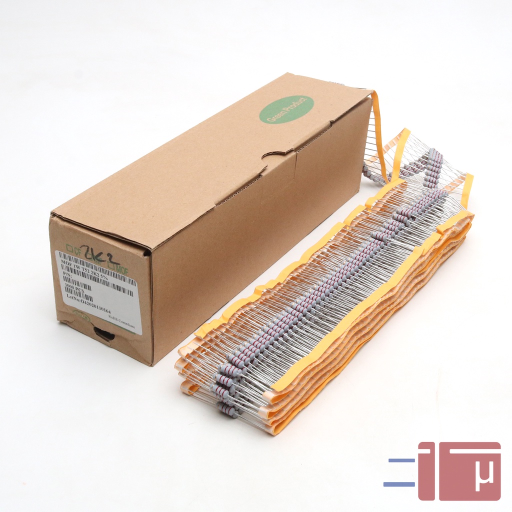 x10 Resistor 2K2 2.2K 1W Metal Oxide 5% Taiwan Kaki Tembaga