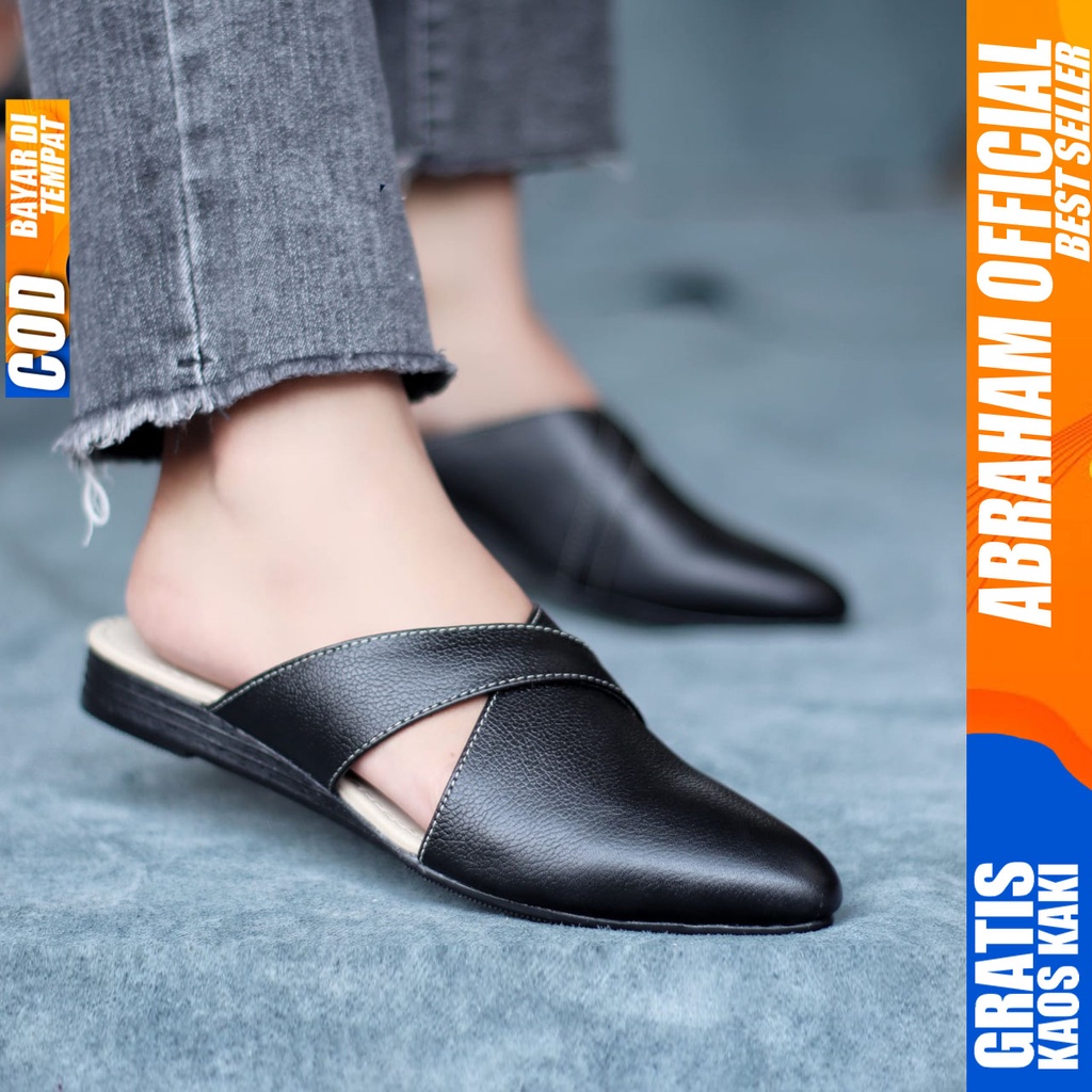 ISABEL Sepatu Flat Wanita Sepatu Slip On Wanita FlatShoes Slop Kulit Asli Sepatu Kerja Cewe/Cewek Seoatu Kasual Wanita Kuliah Gaya Santai Keren Terlaris