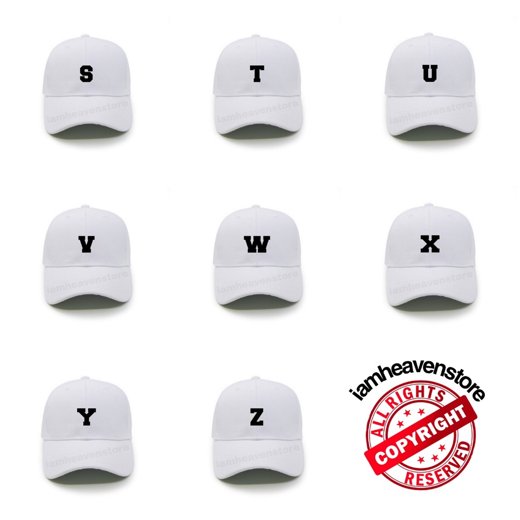 Topi Baseball Putih Abjad Huruf Teks Alphabet A B C D E F G H I J K L M N O P Q R S T U V W X Y Z Basebalcap White