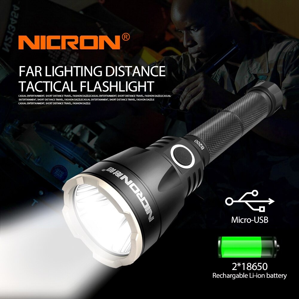 NICRON B200 - Far Distance Tactical Flashlight - Senter 1000 Lumens