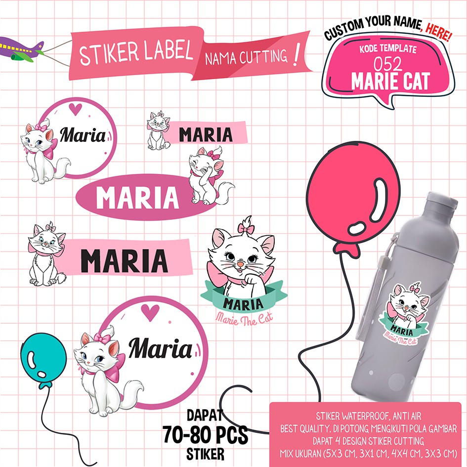 Stiker Nama Lucu Custom Waterproof Kilap 70 80 Pcs Sticker Label Nama Untuk Botol Properti Anak Shopee Indonesia