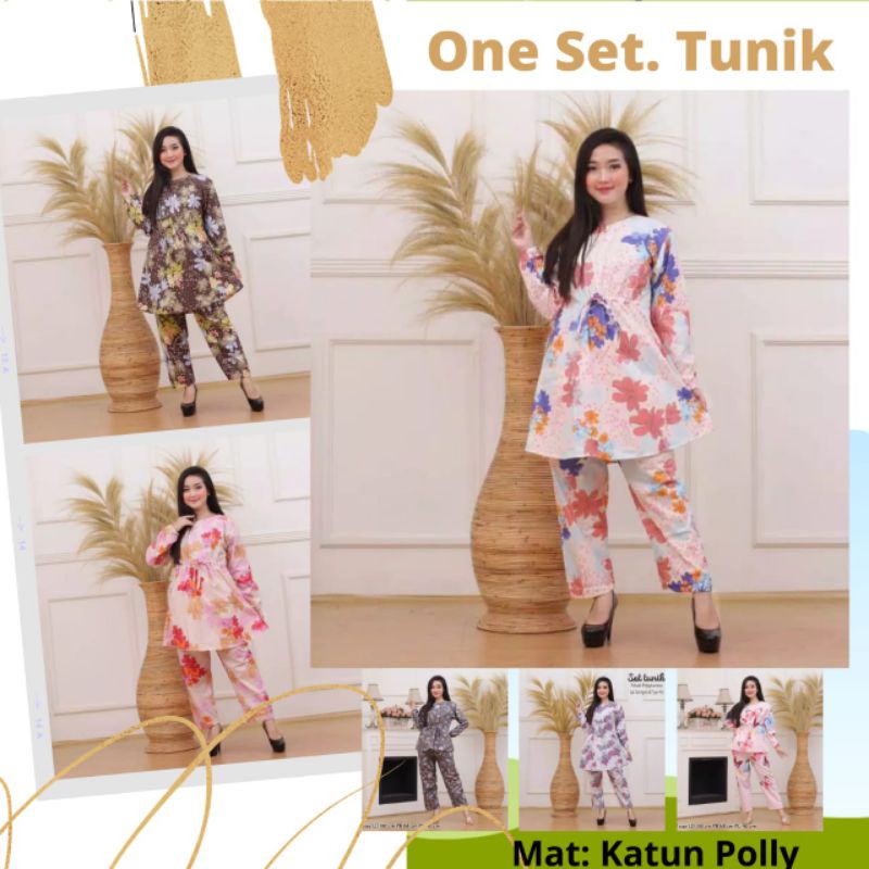 One Set Tunik Setelan Tie Dye Rayon Baju Wanita