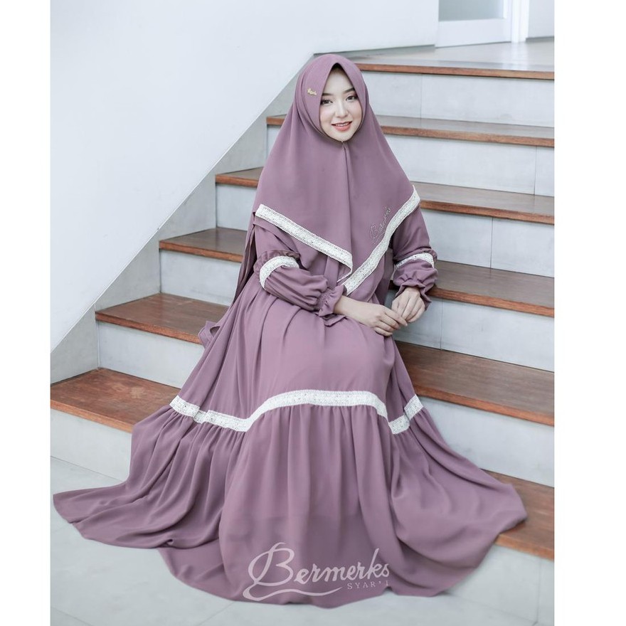 Jasmine Syari ORI Bermerks / Gamis Ceruty / Gamis Bermerks / Gamis Polos / Gamis Syari / Gamis ORI