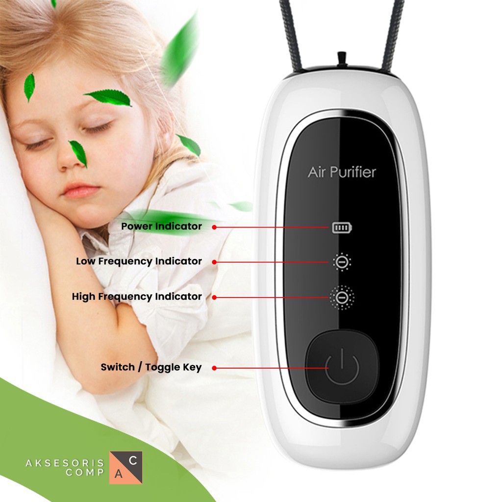 UPGRADED WEARABLE AIR PURIFIER PORTABLE/ AIR PURIFIER NECKLACE PORTABLE/ KALUNG PEMBERSIH UDARA