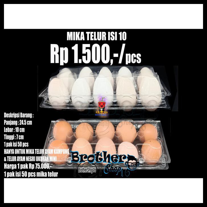 Mika Plastik Wadah Egg Tray @10 Butir Bening - Kemasan Telur Ayam