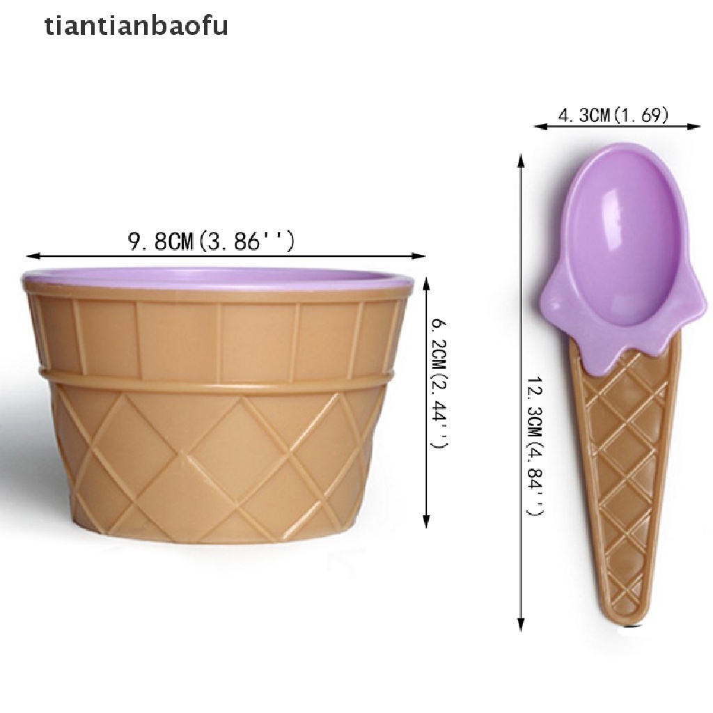 [tiantianbaofu] 6Color kids Ice Cream Bowls Ice cream Cup Couple Bowl Gifts Dessert With A Spoon Boutique