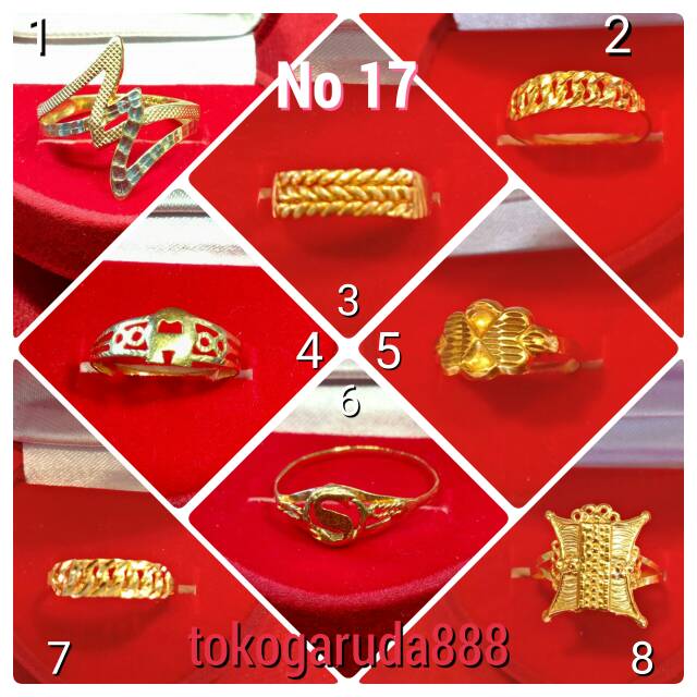 Cincin No 17 anak dan dewasa emas asli kadar 700 70% 22 1 satu 2 dua gram gold model permata cantik