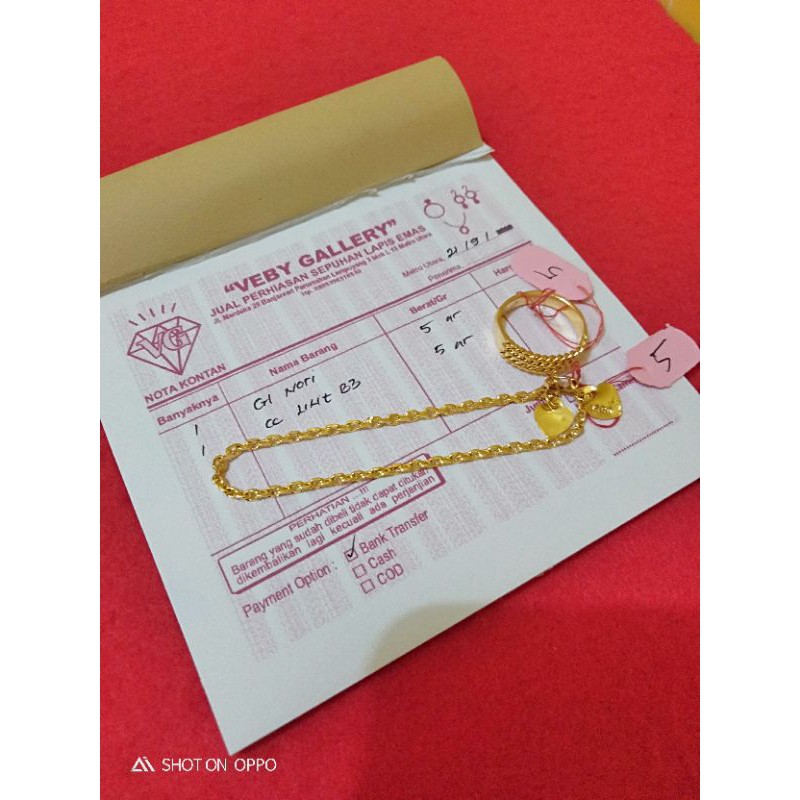 gelang nori medan cincin lilitb3 sepuhan 5 gram