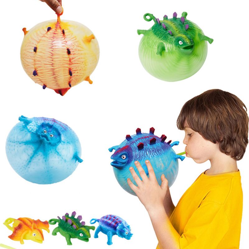 Mary 4Pcs/Set Kids Anak Lucu Meniup Hewan Tiup Dinosaurus Balon Mainan Novelty Kecemasan Stress Relief Squeeze