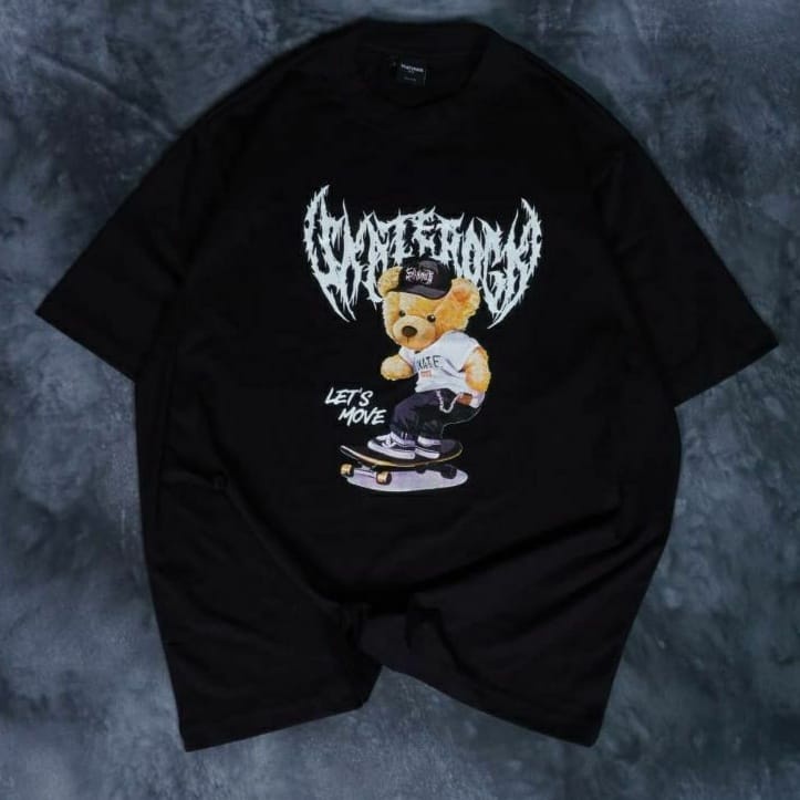 GSC - Baju OVERSIZE BAD HABBITS FONT / Kaos Oversize Terbaru-Let's Move hitam