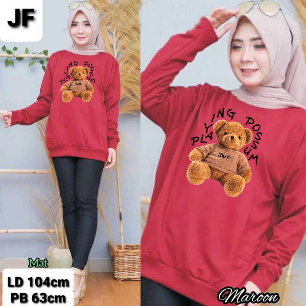 JF Atasan Kaos Lengan Panjang Wanita / Koas Sweater Wanita Muslimah POSSUM