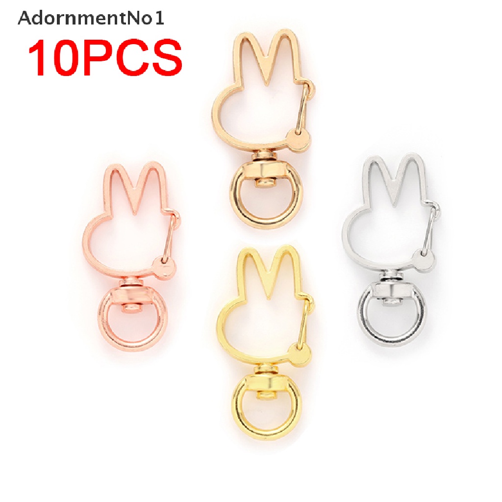 (AdornmentNo1) 10pcs / Set Gantungan Kunci Bentuk Kelinci Aksen Hollow Untuk Aksesoris DIY