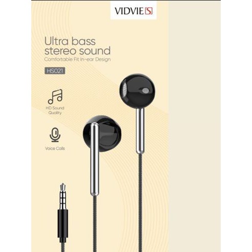 Earphone vidvie s wired 3.5mm stereo bass mic for phone laptop pc hs-021 hs021 - in ear earbuds earpods