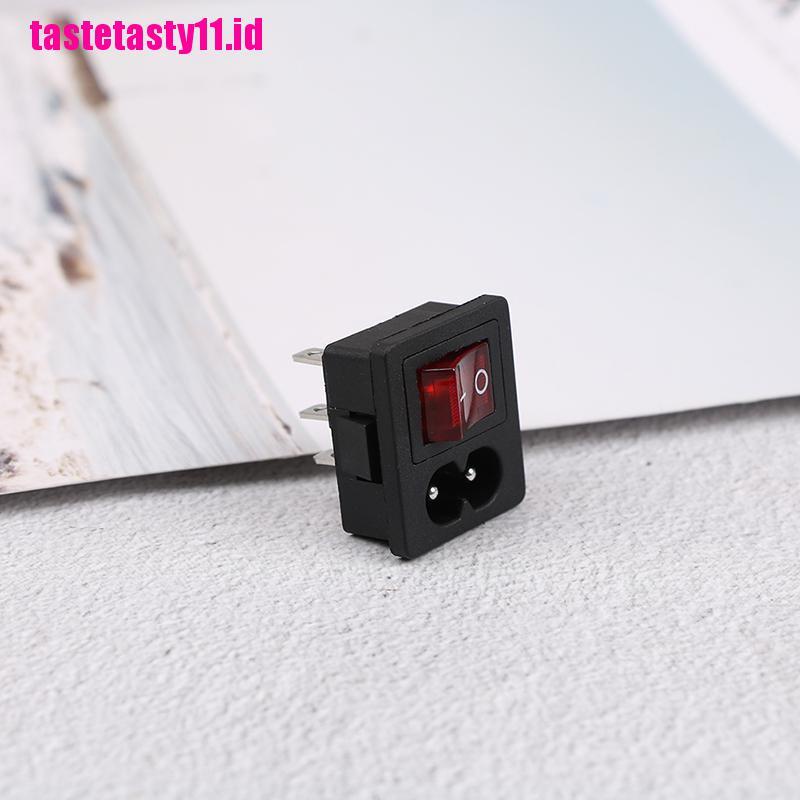 Saklar rocker switch Power inlet socket receptacle Dengan ON-OFF Merah