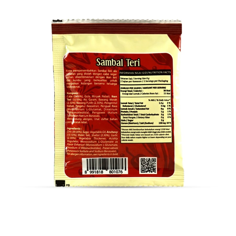 SAMBAL TERI ULEG FINNA 20GR ISI 10 SACHET HALAL