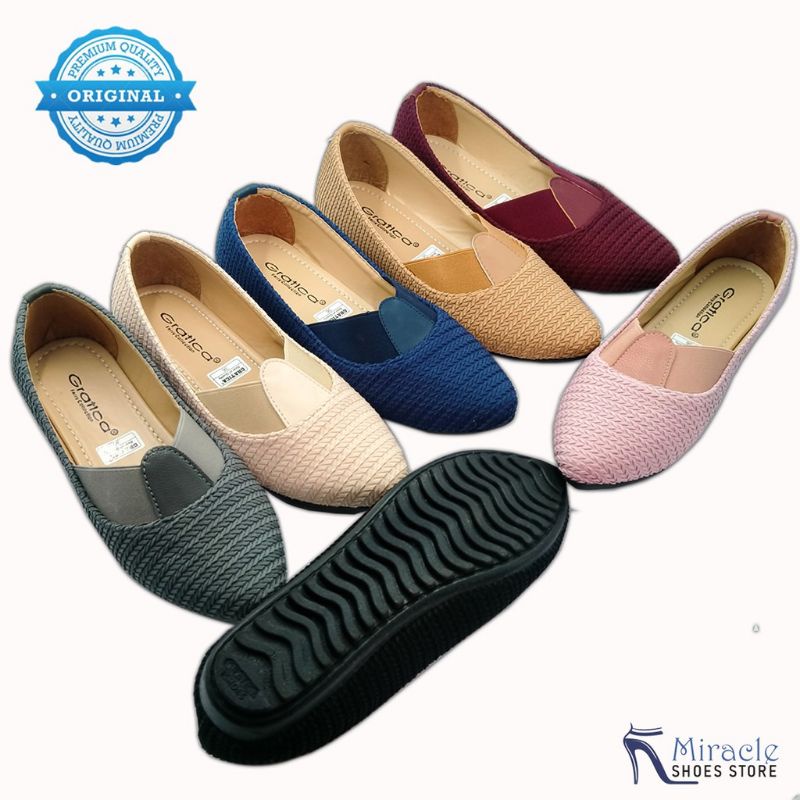 SEPATU FLAT SHOES SEPATU KERJA WANITA ALAS KARET SEPATU SLIP ON RAJUT PREMIUM