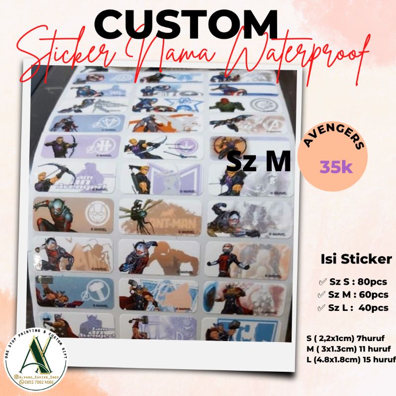 

Label Sticker Nama Waterproof sz M - Avengers