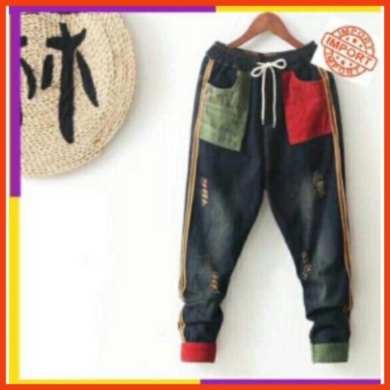 MOTIF BARU tribal baggy jeans wanita super premium quality