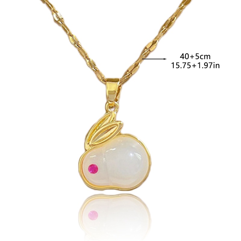 Kalung Sterling Silver 925 Hias Giok Hetian Kelinci Untuk Wanita